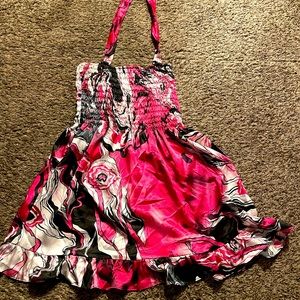 Pink and black tie neck sundress Women’s M
